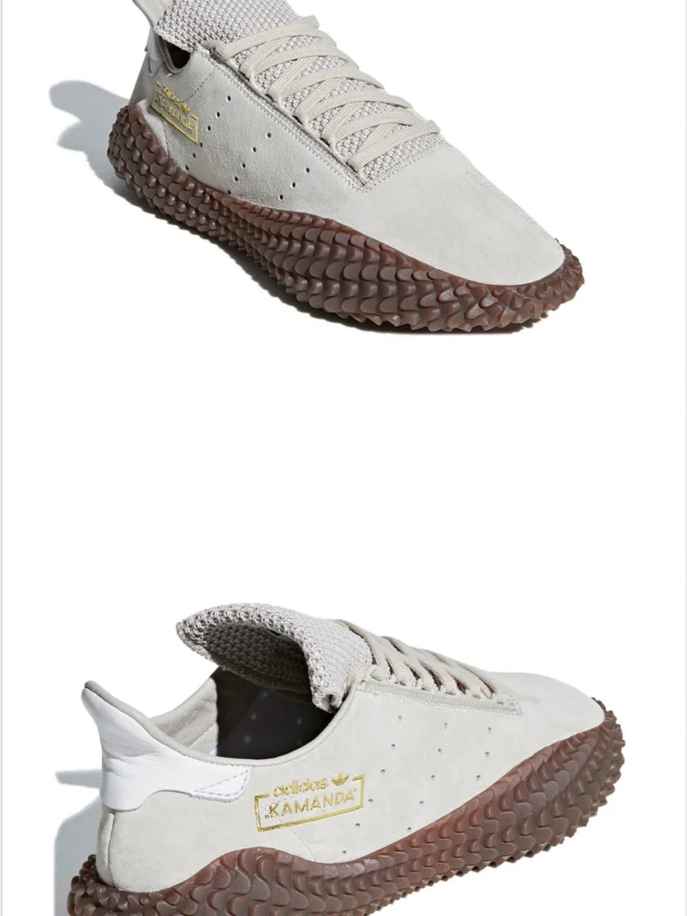 adidas Kamanda Sneakers in Light Gray with Brown Sole